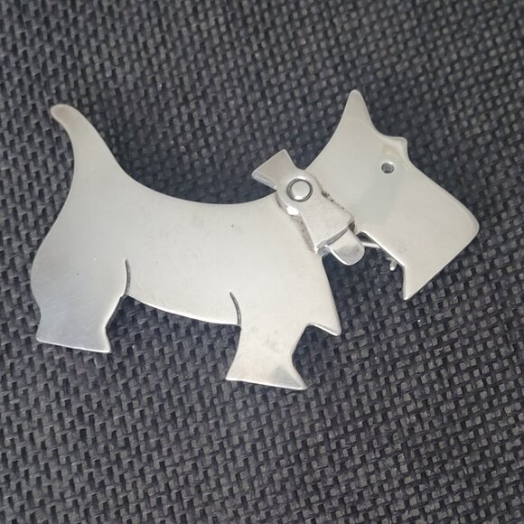 Scottie Terrier Dog Pin Sterling Silver Vintage Taxco Dog Lover Brooch - Picture 2 of 15